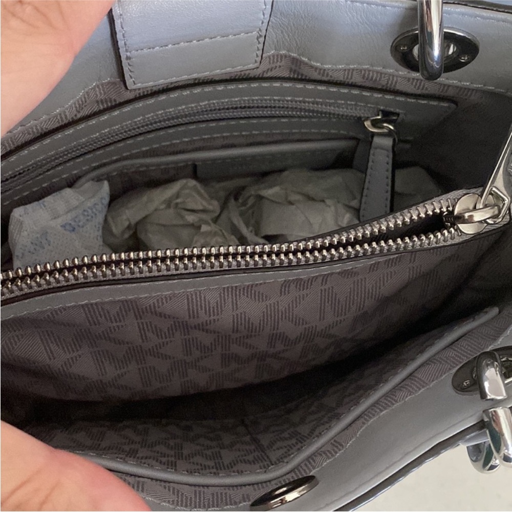 Michael Kors Gray Quilted Chevron Shoulder Bag - Picture 6 of 6